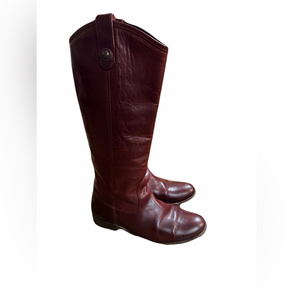 FRYE Melissa 2 button  Wine Leather Boot SZ 7 B RARE wine color Italian Leather